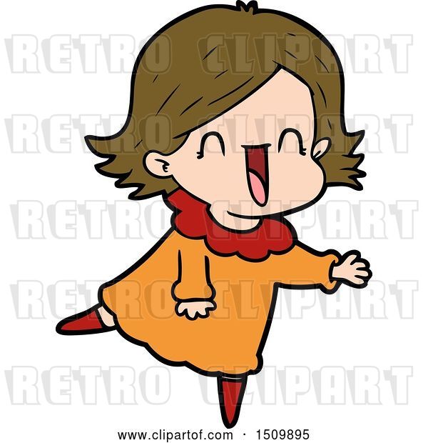 Vector Clip Art of Retro Happy Cartoon Lady