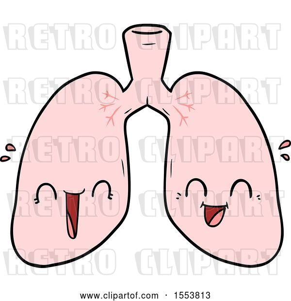 Vector Clip Art of Retro Happy Cartoon Lungs