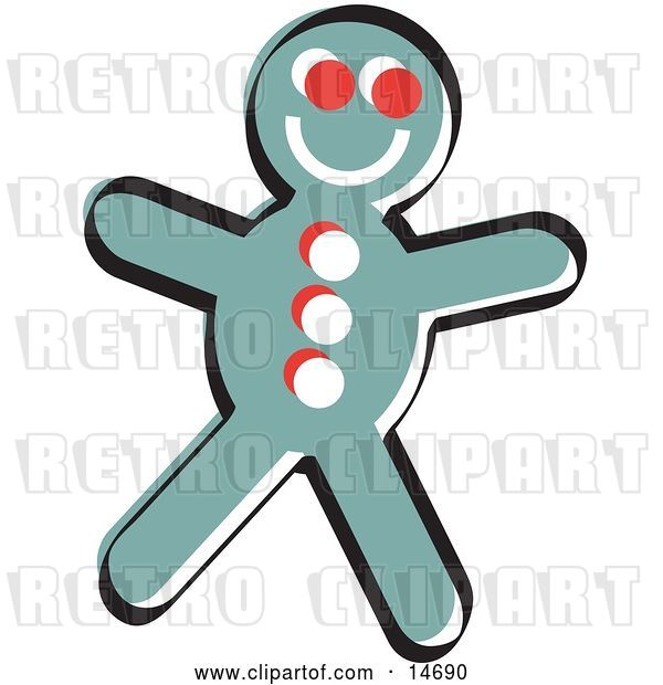 Vector Clip Art of Retro Happy Gingerbread Guy Cookie Clipart Illustration
