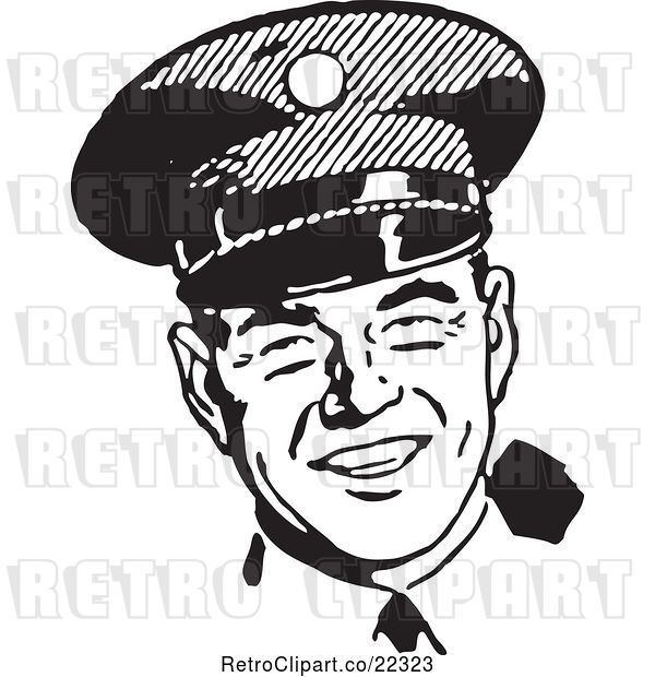 Vector Clip Art of Retro Happy Police Officer