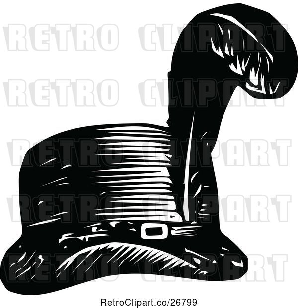 Vector Clip Art of Retro Hat with Feather