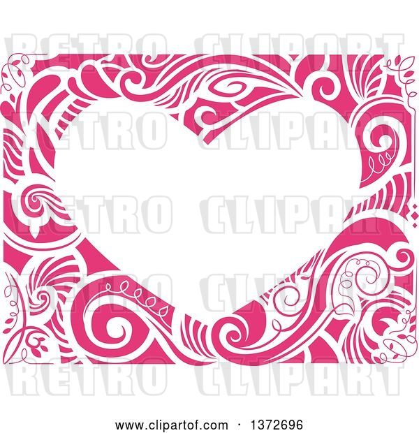 Vector Clip Art of Retro Heart Shaped Floral Frame