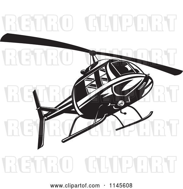 Vector Clip Art of Retro Helicopter