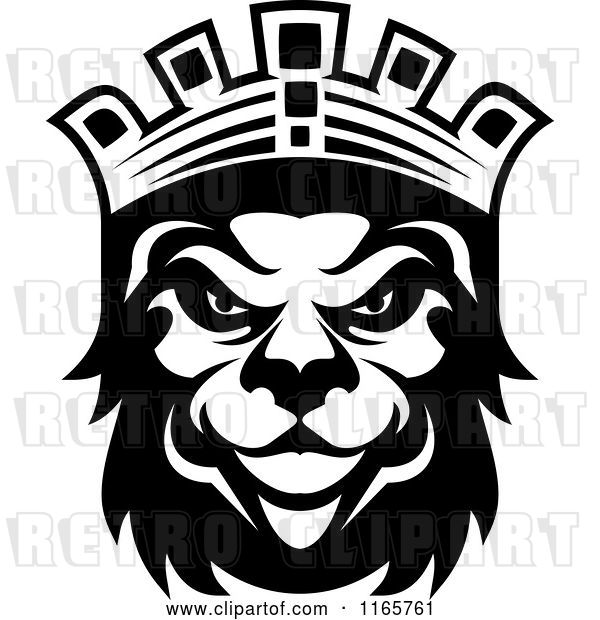 Vector Clip Art of Retro Heraldic Lion with a Crown 2
