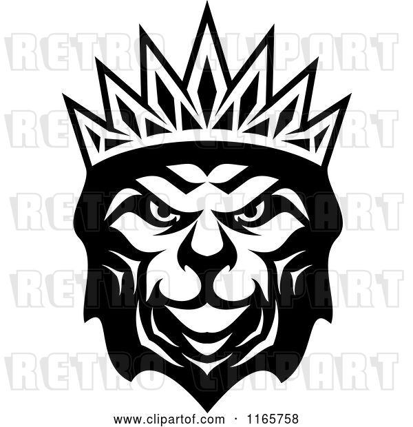 Vector Clip Art of Retro Heraldic Lion with a Crown 3