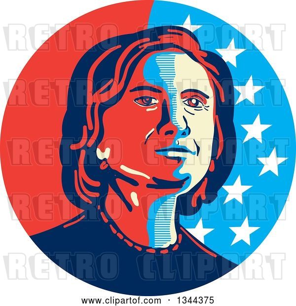 Vector Clip Art of Retro Hillary Clinton Stencil Portrait