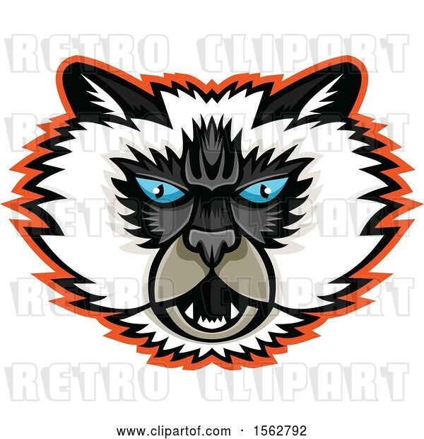 Vector Clip Art of Retro Himalayan Cat Mascot Head