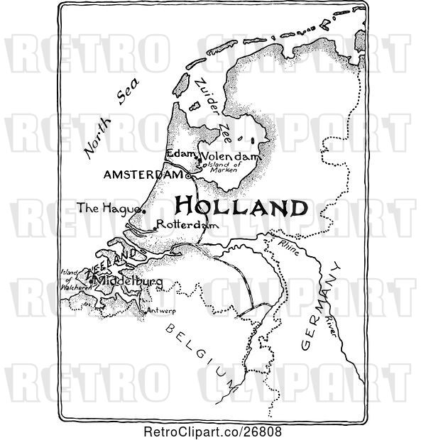 Vector Clip Art of Retro Holland Map