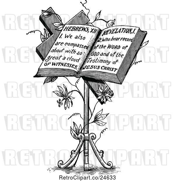 Vector Clip Art of Retro Holy Bible on a Stand