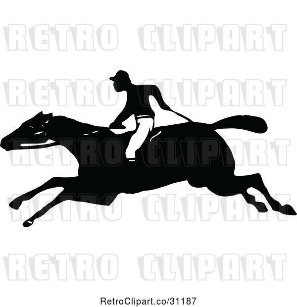 Vector Clip Art of Retro Horse and Jockey