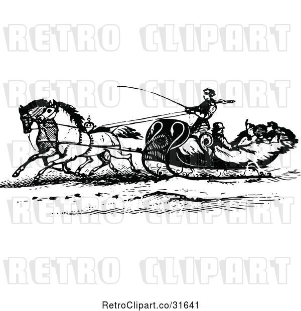 Vector Clip Art of Retro Horse Drawn Sleigh
