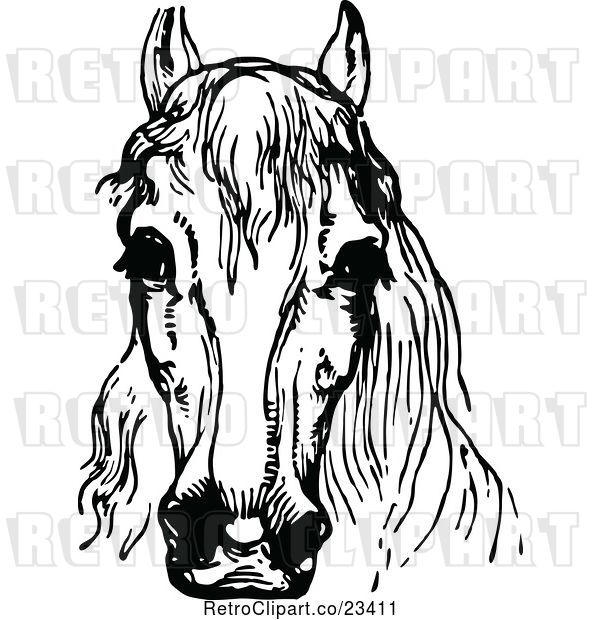 Vector Clip Art of Retro Horse Head 1
