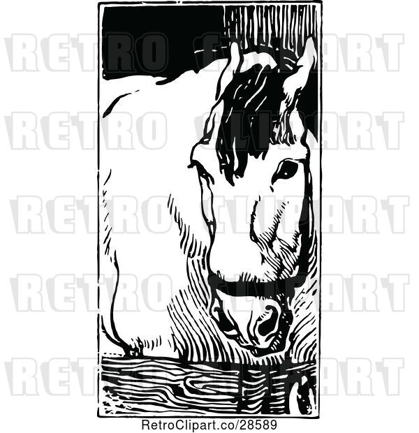 Vector Clip Art of Retro Horse in a Stall 2