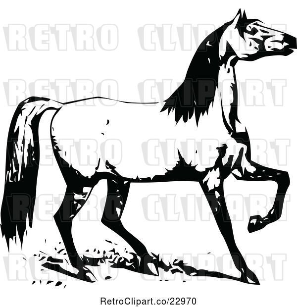 Vector Clip Art of Retro Horse Lifting a Leg