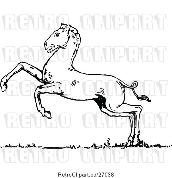 Vector Clip Art of Retro Horse Rearing