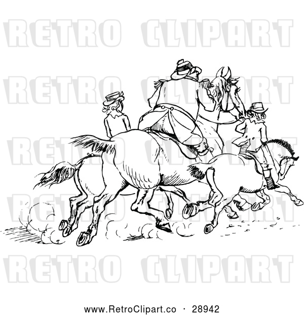 Vector Clip Art of Retro Horse Riders