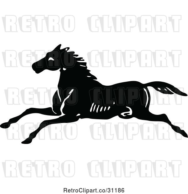 Vector Clip Art of Retro Horse Running