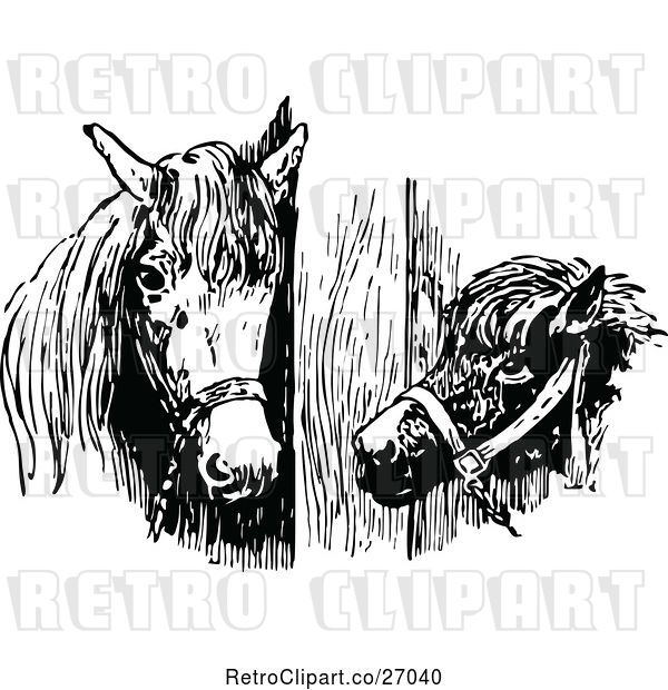 Vector Clip Art of Retro Horses