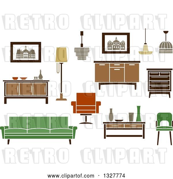Vector Clip Art of Retro Household Furniture 3