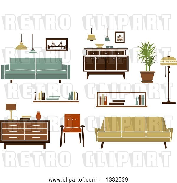 Vector Clip Art of Retro Household Furniture 4