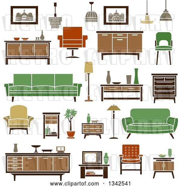 Vector Clip Art of Retro Household Furniture 8