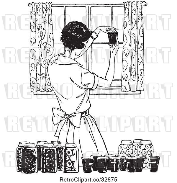 Vector Clip Art of Retro Housewife Canning Foods