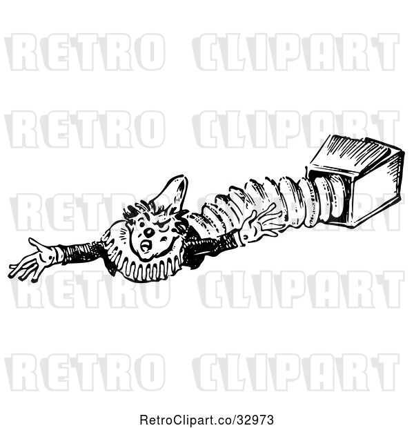 Vector Clip Art of Retro Jack in the Box Clown Reaching to the Side