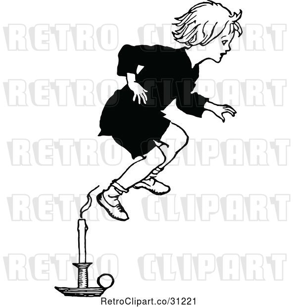 Vector Clip Art of Retro Jack Jumping over the Candlestick