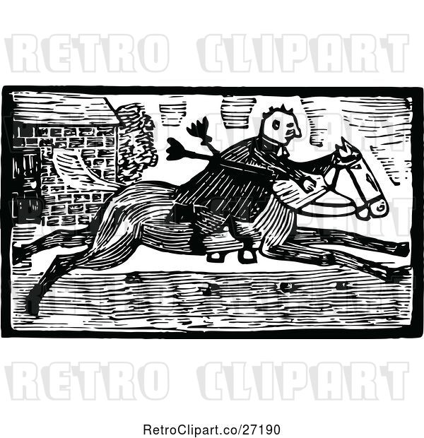 Vector Clip Art of Retro John Gilpin on Horseback 3