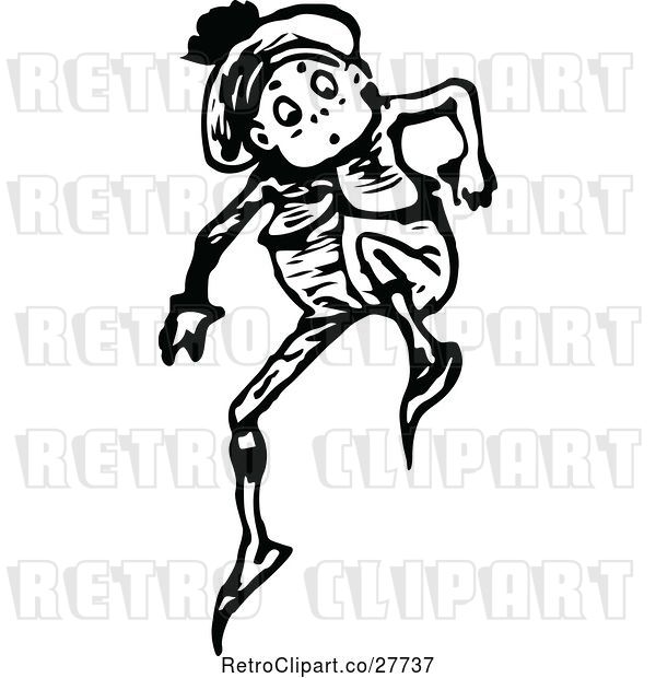 Vector Clip Art of Retro Jumping Boy