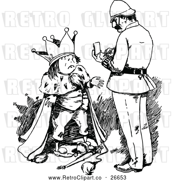 Vector Clip Art of Retro King and Officer