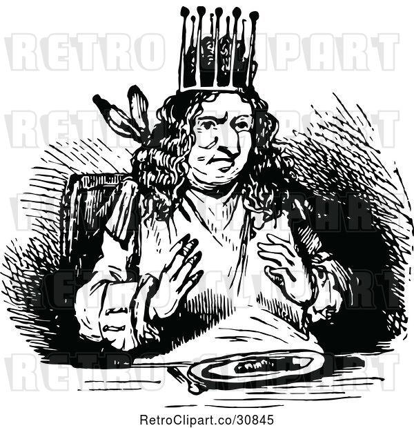 Vector Clip Art of Retro King Eating Supper