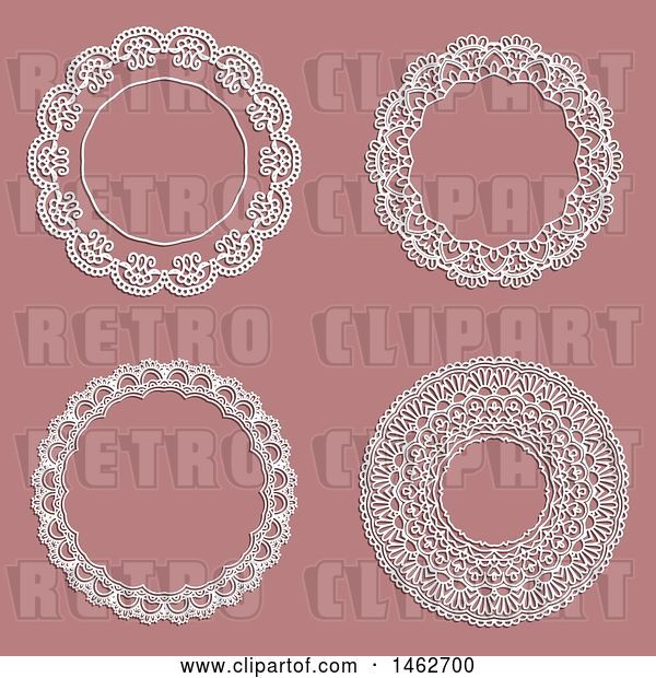 Vector Clip Art of Retro Lace Frames on a Pink Background