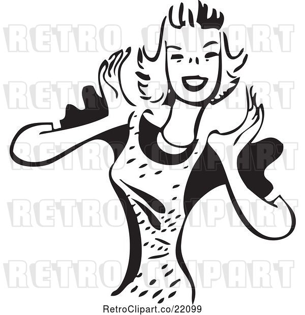 Vector Clip Art of Retro Lady in an Apron