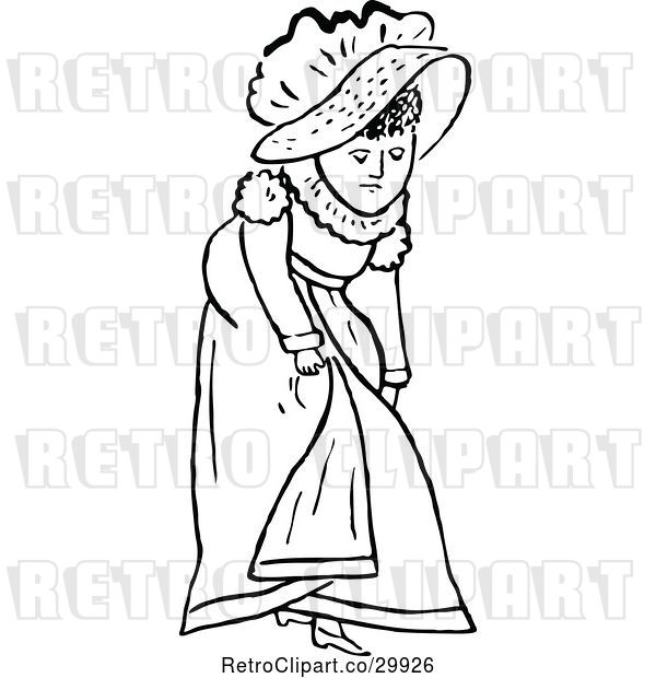 Vector Clip Art of Retro Lady Lifting Her Dress