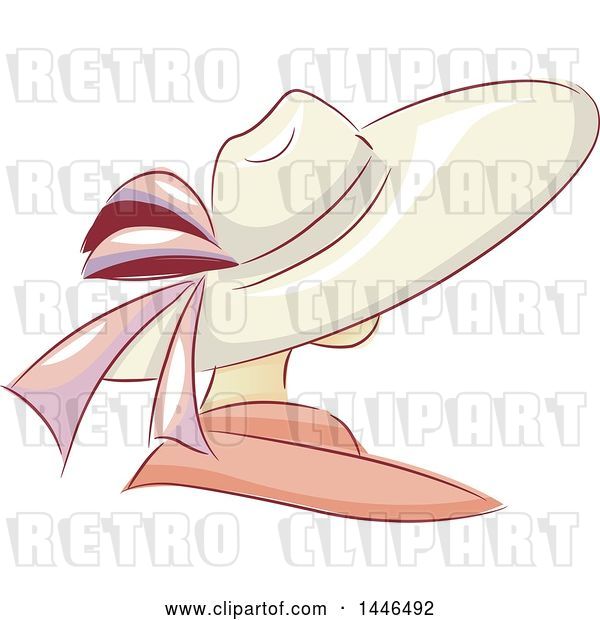Vector Clip Art of Retro Lady or Mannequin Wearing a Sun Hat