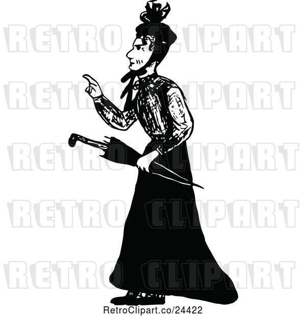 Vector Clip Art of Retro Lady Pointing