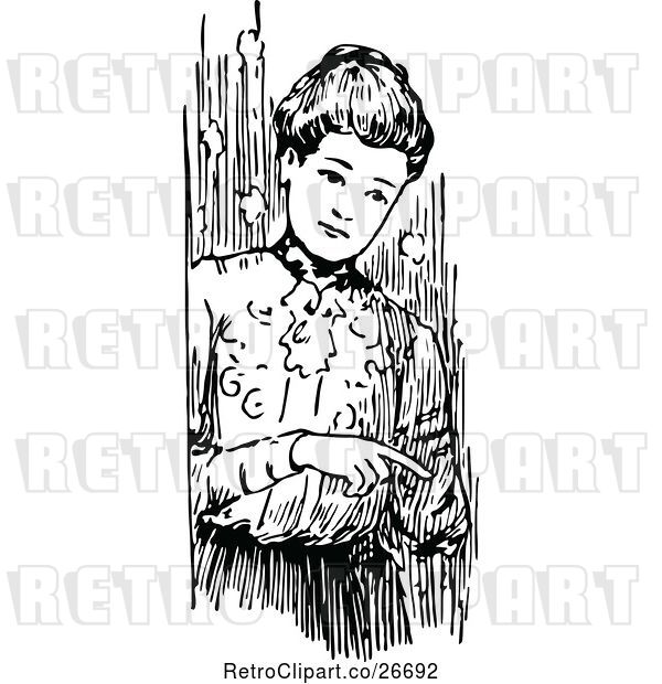 Vector Clip Art of Retro Lady Pointing