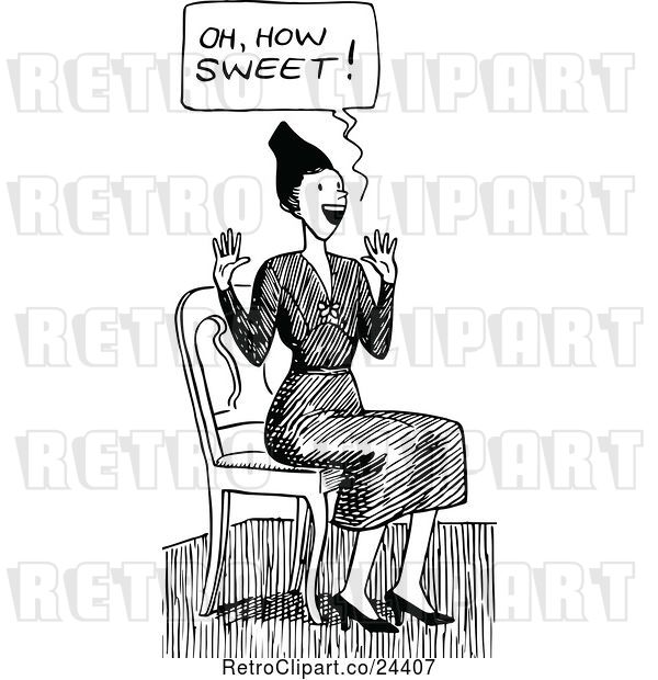 Vector Clip Art of Retro Lady Shouting Oh How Sweet