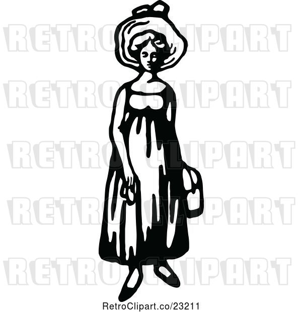Vector Clip Art of Retro Lady with a Hat