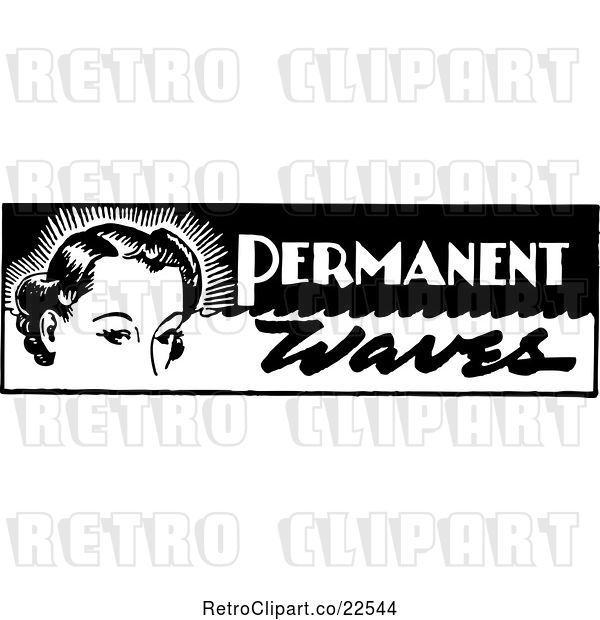 Vector Clip Art of Retro Lady with Permanent Waves Text