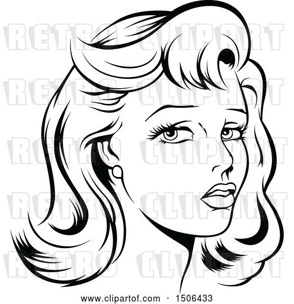 Vector Clip Art of Retro Lady with Styled Hair