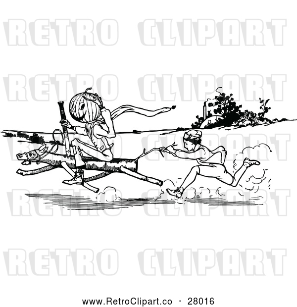 Vector Clip Art of Retro Land of Oz Characters with a Racing Horse