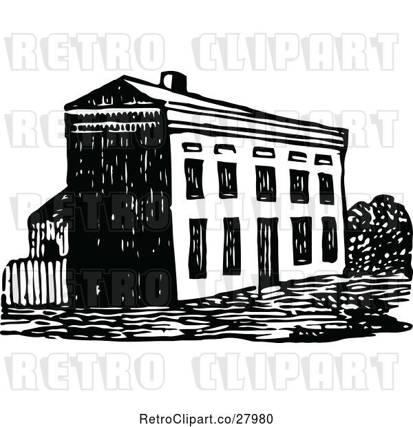 Vector Clip Art of Retro Large House
