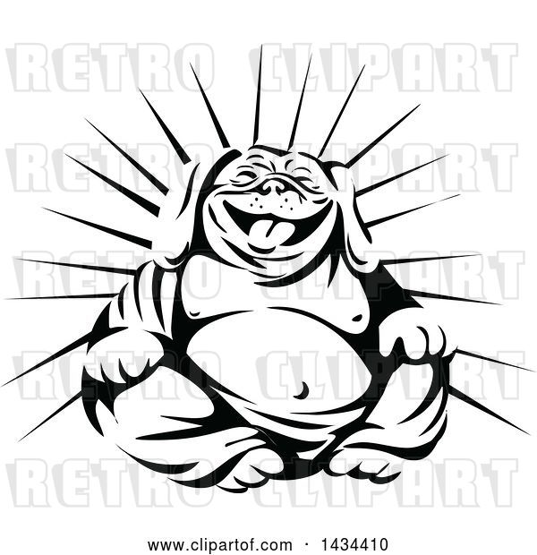 Vector Clip Art of Retro Laughing Buddha Bulldog