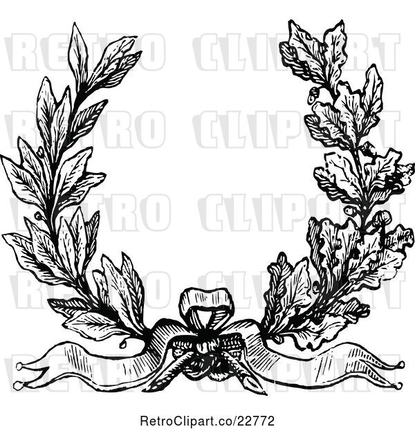 Vector Clip Art of Retro Laurel and Oak Wreath
