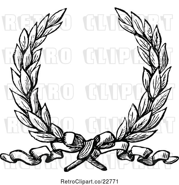 Vector Clip Art of Retro Laurel Wreath and Ribbon