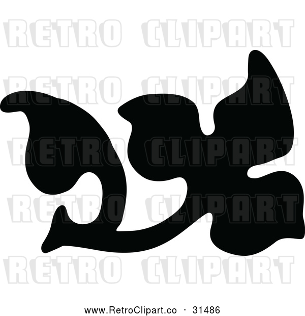 Vector Clip Art of Retro Leaf Design Element 3