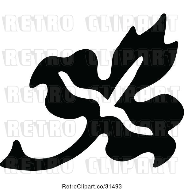 Vector Clip Art of Retro Leaf Design Element 5