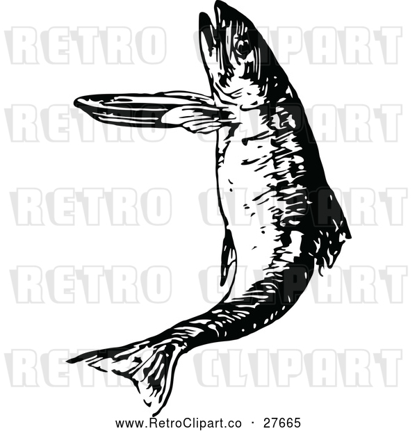 Vector Clip Art of Retro Leaping Fish